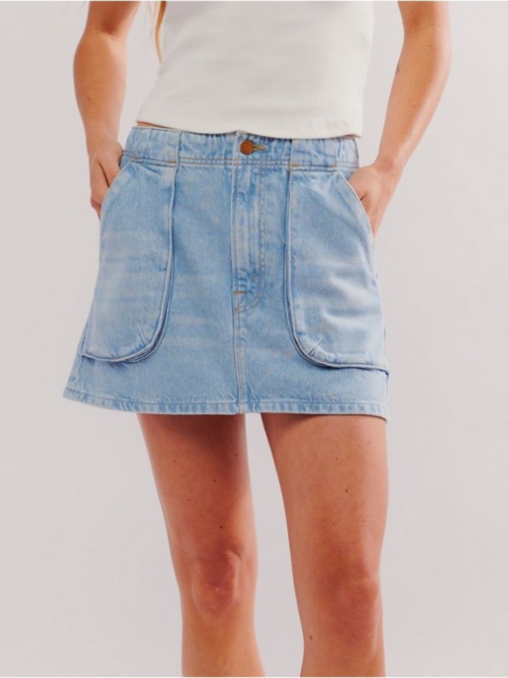 Snacks! by MOTHER The Accordion Fun Dip Mini Denim Skirt Zest Pockets WN 32 NWT